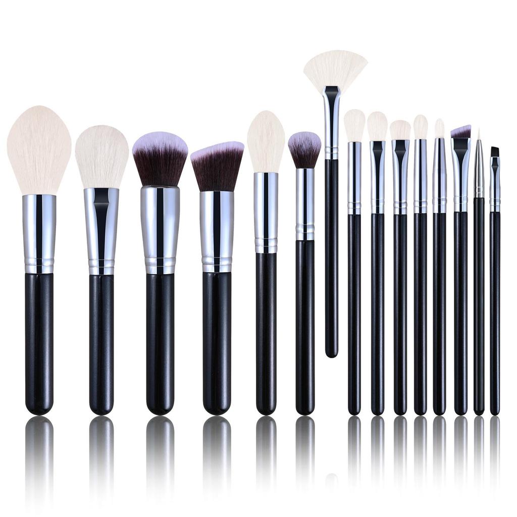 Cangzhou 15-Piece Animal Hair Makeup Brush Set: Eye Shadow & Foundation Brushes