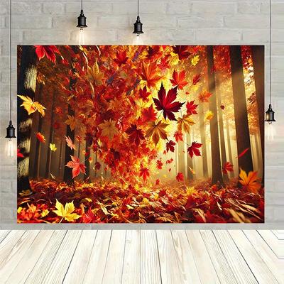 1 Piece of 2D Flat Autumn Leaves Background Cloth  Wall Hanging Decoration  Multi-purpose Room Banner Decoration