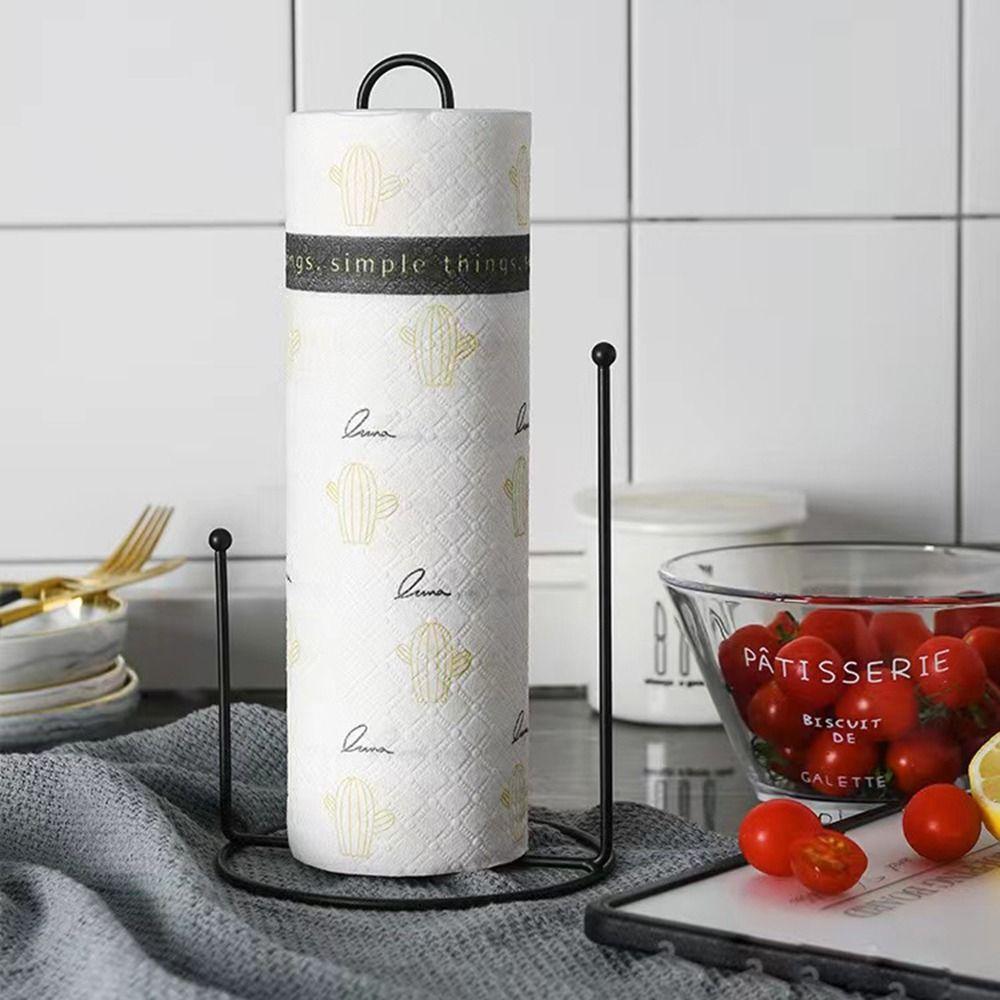 2 Pcs Black/White Paper Towel Rack One-handed Tear Vertical Napkin Holder Tissue Stand  Dining Table