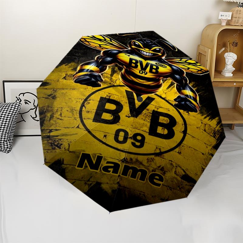 Custom Name BVB Theme Automatic Umbrella, Lightweight & Portable, 8 Rib, Perfect for Outdoor Travel, Birthdays, Christmas, Gifts.