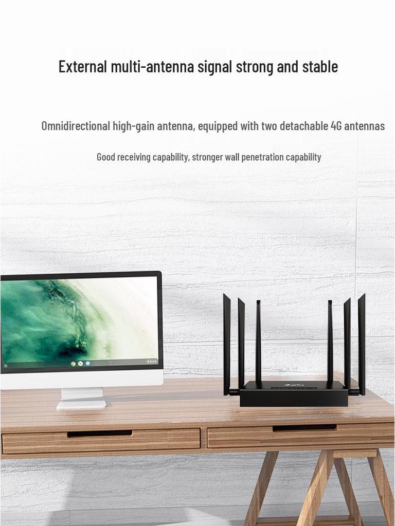 Iron Box 4G Industrial Router with 6 Antennas, SMA Connector, ED128 WiFi, Strong Signal, and Plug-in Card Compatibility.