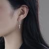 Korean Tassel Cross Stud Earrings - Retro Square Plate, Two-Way Wear for Women