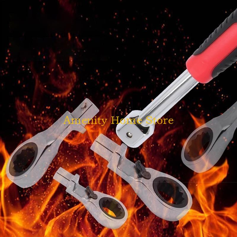 F26C Flexible Ratchet Wrench Set 8-19mm Combination Flexs Wrench with Non Slip Handle