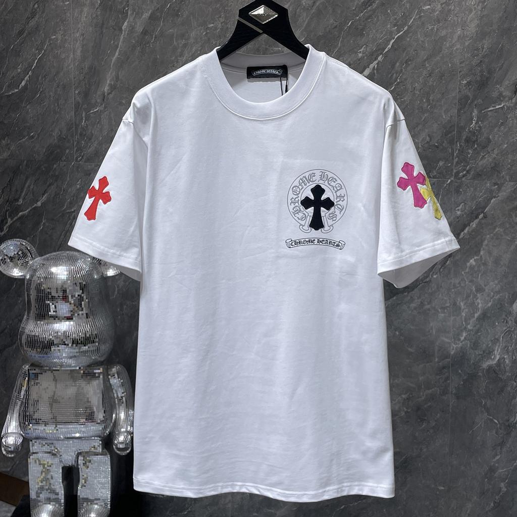 GZ-8923 CHROME HEARTS 2025 Summer New High Quality Cotton Round Neck Loose Large Size Men's and Women's T-shirt Couple T-shirt