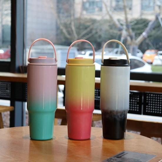 30 Oz Stainless Steel Tumbler with Handle Straw Lid Insulated Travel Mug Leakproof Water Cup for Home