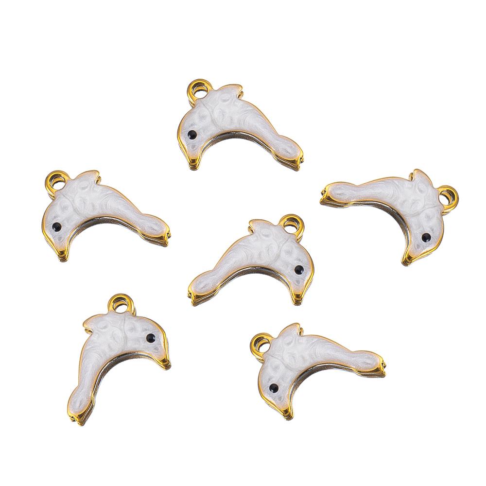 10pcs Stainless Steel Enamel Octopus Seahorse Dolphin Crab Clown fish Charm Bracelet Earring Pendant Base for DIY Jewelry Making