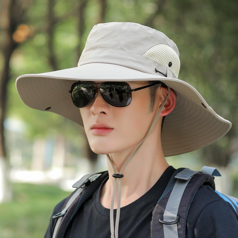Outdoor leisure bucket hat women sunscreen men fishing mountaineering summer eaves cover face travel foldable sun hat