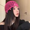 Pearl Fringed Crochet Hat Hollowed Out Woven Hat Casual Beret Cap  Bride Headpiece