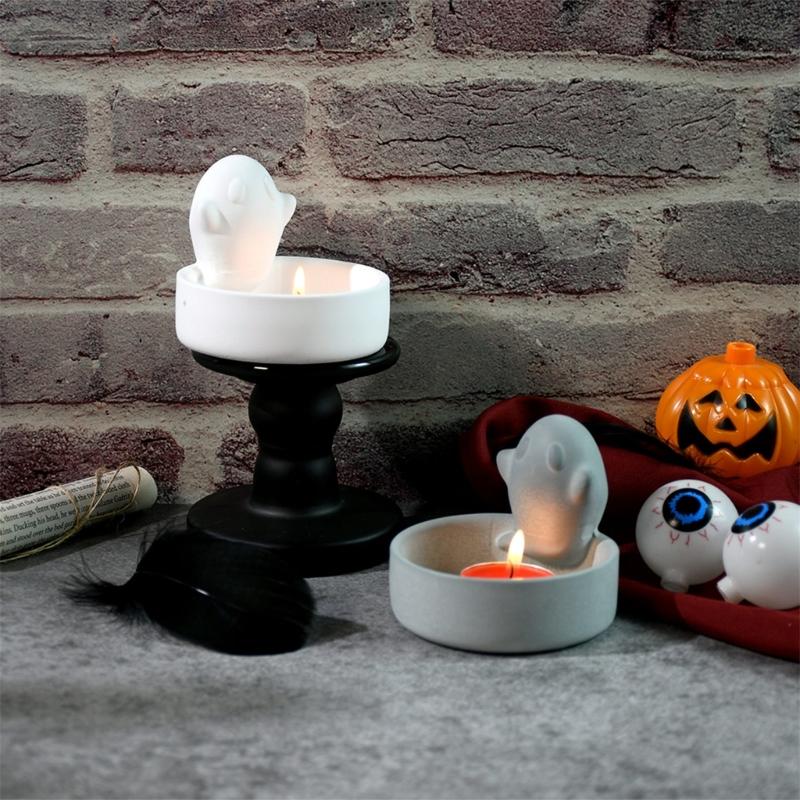 Candlestick Silicone Mold Halloween Spirit Candle Base Mold High Temperature Resistant Candle Holder Decorations Mould
