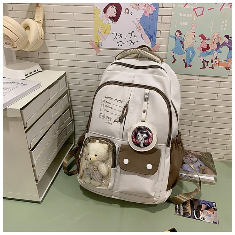 Cute Girl Backpack High School Student Schoolbag Japanese Casual Versatile Travel Contrast Color Large Capacity Backpack Couple