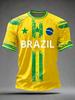 2026 Brazil Style Soccer Jersey Men's Quick Dry Breathable Football Training Top Slim Fit Short Sleeve O-Neck for Match Casual