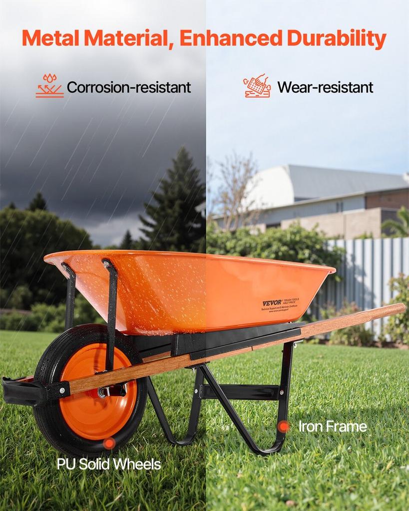 Wheelbarrow Cart One Wheel Garden Dump Cart 330 lbs Yard Utility Cart