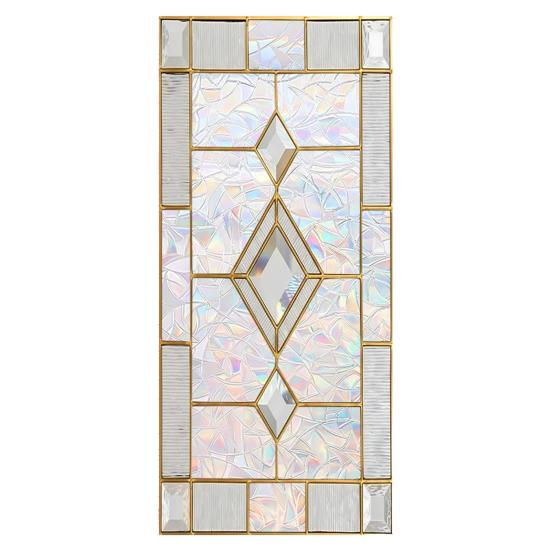 Vintage Window Privacy Film Geometric Stained Glass Flower Decorative Frosted Static Cling Reusable UV Sun Blocking Glass Sticker