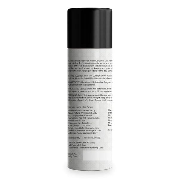 Perfumed Deodorant White Oud (150 Ml), Oud White Deo Parfum, Bella Vita