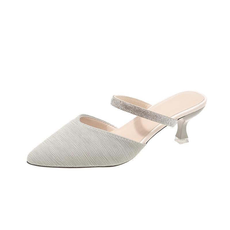 

Босоножки-мешки со стразами, женские летние босоножки с V-образным вырезом, с острым носком, с тонким каблуком, большого размера, с полуперетягивающимся ремешком, маленького размера, с одним словом, на высоком каблуке 40 светло-зеленый