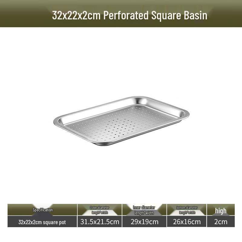 304 Stainless Steel Perforated Square Draining Basin