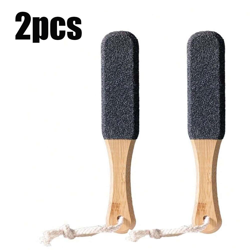Bamboo Handle Foot File 360° Natural Pumice Stone Exfoliator Professional Pedicure Tool for Callus Removal Dead Skin Foot Scrubb