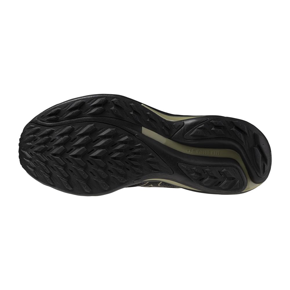 Mizuno Wave Rider GTX 2 Беговые Толстые Черные x 2E Обувь Gore-Tex, Бег трусцой, Марафон, Тренировки, Спорт, Легкие, Упругие, Подошва, Золотые, 27.0 см,