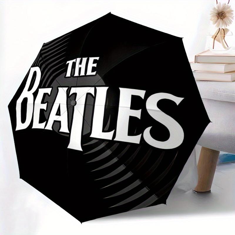 1pc Beatles Music Automatic Open/Close Umbrella Folding Umbrella, 8-Rib Sturdy Bones, Portable Compact Perfect Gift for Birthday, Christmas 0809195