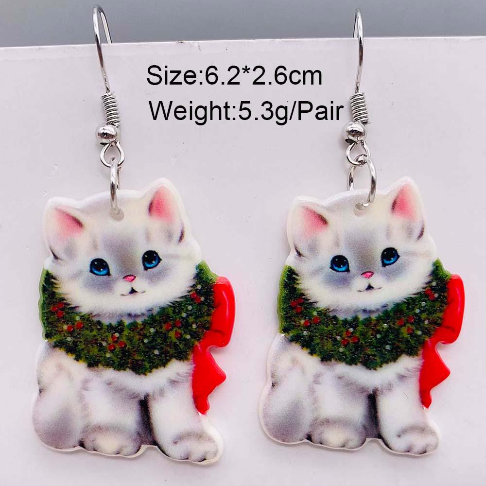 Santa Chihuahua & Kitten Christmas Earrings - European & American Holiday Ornaments