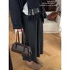 Elegant Korean Imitation Cashmere A-line Pleated Midi Skirt for Women - Autumn/Winter 2025 Slimming Drape Style
