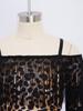 Mädchen Leopardenmuster Quasten Latein Tanz Outfit Langarm Crop Top Träger Verstellbare Hose