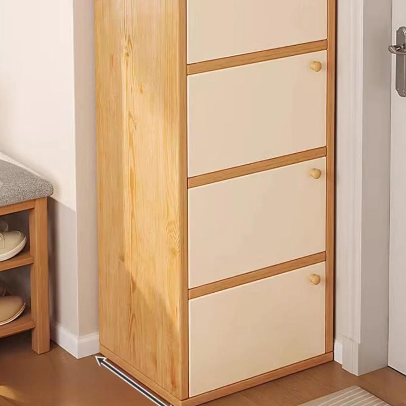 Modern Minimalist Solid Wood Shoe Cabinet, Small Narrow Door Home Storage Unit, New Popular Multi-Layer Dresser, Indoor Corner