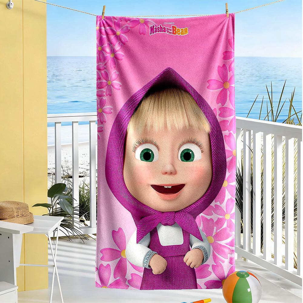 Masha Bear Beach Towel Super Soft & Absorbent Comfortable Lightweight