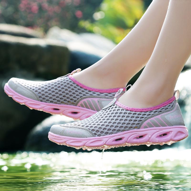 Summer Mesh Slip-On Canyoneering Shoes: Lightweight, Breathable, Casual Sandals for Beach & Running.