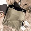 Female Camisole One Piece Fixed Cup Crop Top Short Bra Solid Tank Top Wireless Suspended Underwear Slim Tank Top with Chest Pads