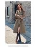 French Women's Drapey Mid-Length Trench Coat - Spring/Autumn, Waist-Cinching, Fashionable.