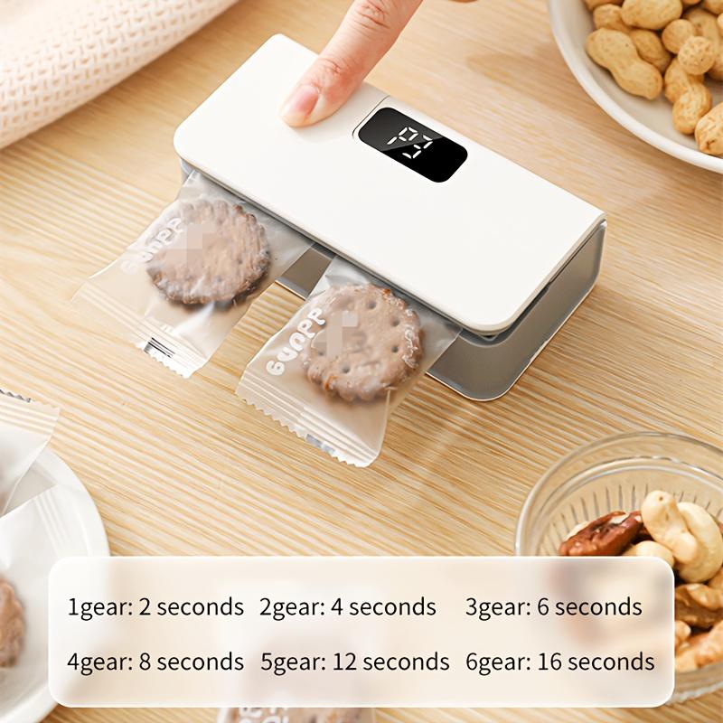 Compact Portable Mini Sealing Machine with 6 Adjustable Settings, USB Rechargeable,Fast Seal for Snack Bags, Moisture-Proof and Odor-Resistant