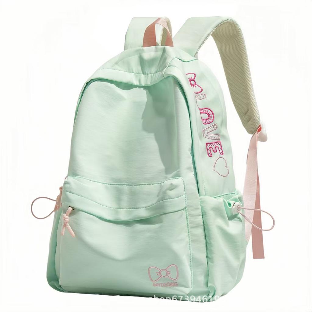 Schoolbag new retro fashion solid color printed backpack junior high school student schoolbag versatile large capacity lightweight travel backpack