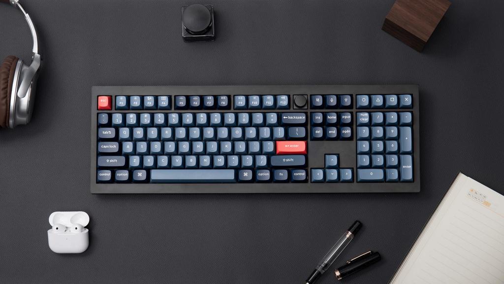Keychron - V6 Max QMK/VIA Wireless Custom Mechanical Keyboard - Carbon Black / Fully Assembled Knob Red