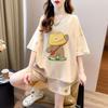 Pure Cotton Short Sleeve Short Pants Suit Women's Summer Plus Size Plus Size Ladies Loose Fashion Casual Sports Style Wear a Set of Fashion
