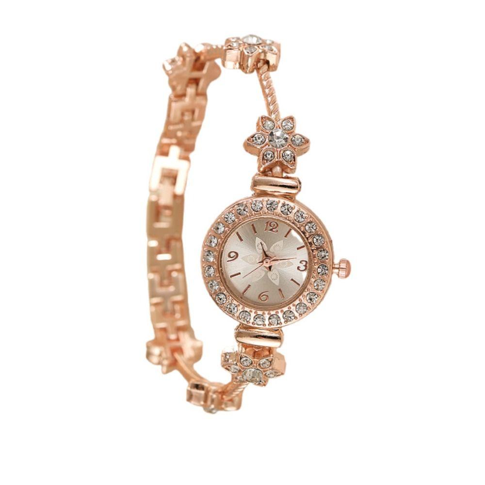 Round Dial Women Quartz Watch Slim Strap Rhinestone Watch Rhinestone Quartz Watch Festival Gift