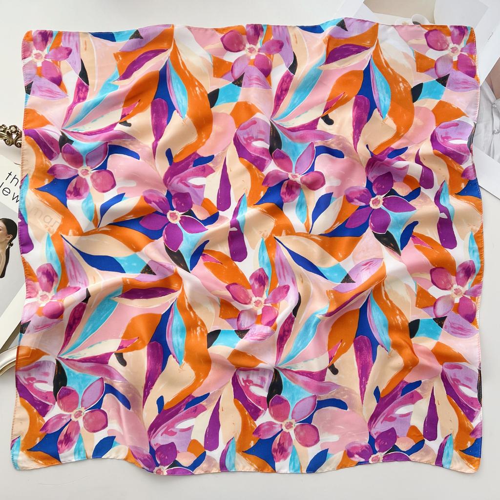 Spring and Summer Graffiti Flowers 71 * 71 Square Scarf Travel Sunscreen Headscarf Practical High-end Scarf for Mother