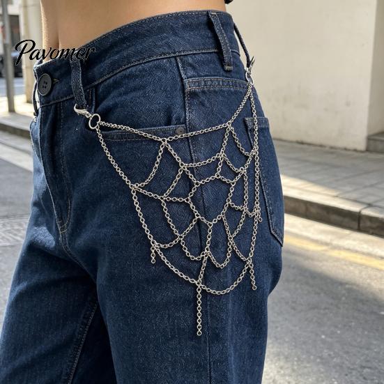Durable Alloy Chain Gothic Spider Web Trouser Chain, Punk Jeans Pants Hip Hop Body Decorative Jewelry Clothing Accessory for Men Women Lightweight