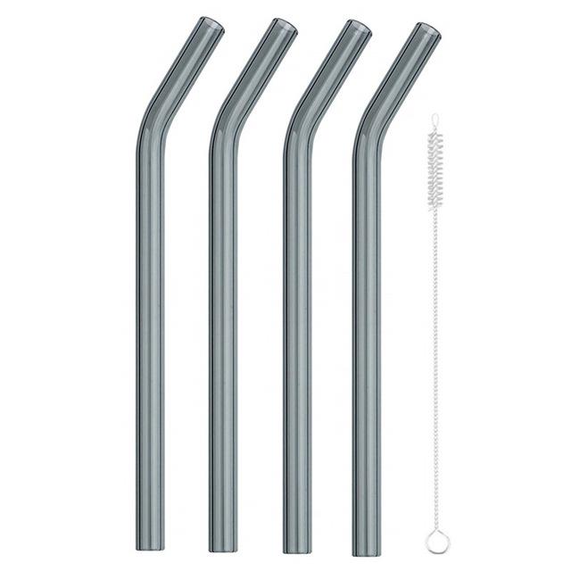 4Pcs Glass Straws Reusable Drinking Glass Tube Eco-friendly With Cleaning Brush Events Party Favors Supply