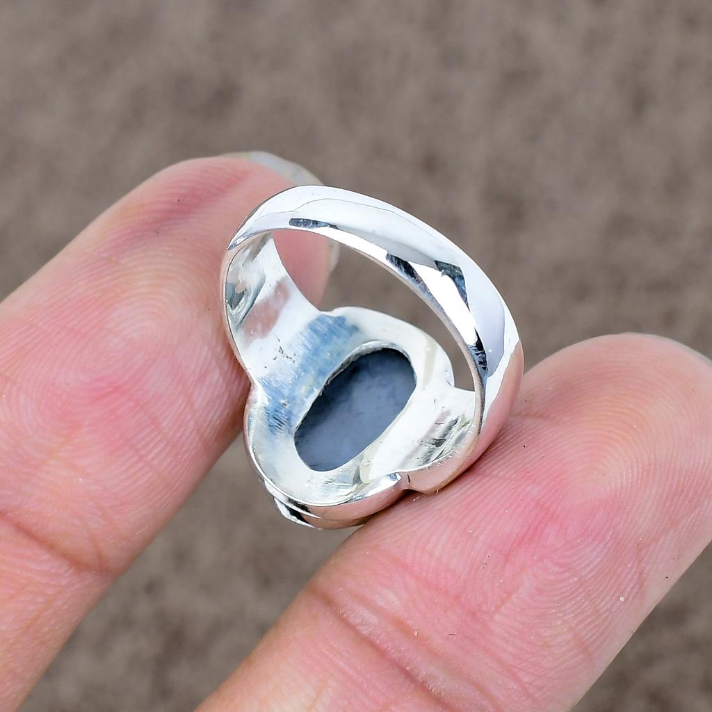 Shungite Genstone Handmade 925 Sterling Silver Jewelry Ring Size 8.5 KKG-505