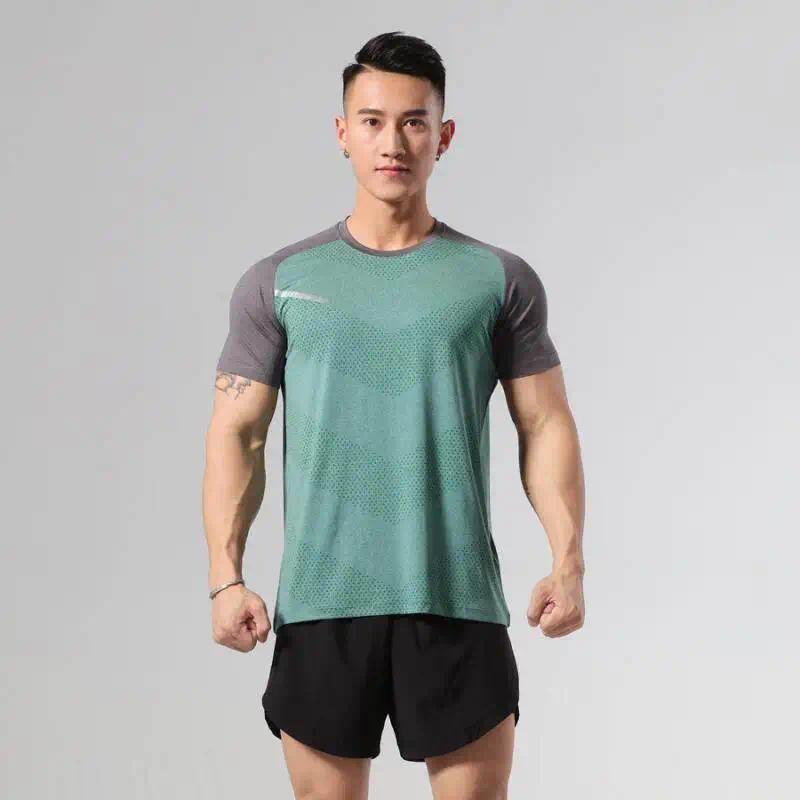 (47-98KG)Men's Quick Dry Sport T-shirt Elastic Tights Breathable Workout Fitness Tops Running Hiking Gym Clothing Shirt