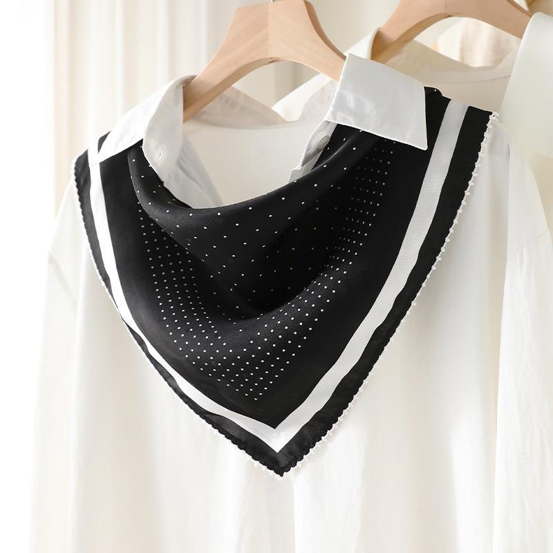 16 Mmi Jacquard 111 Mulberry Silk Small Square Scarf Women's Summer Thin Silk Scarf with White Shirt Silk Scarf