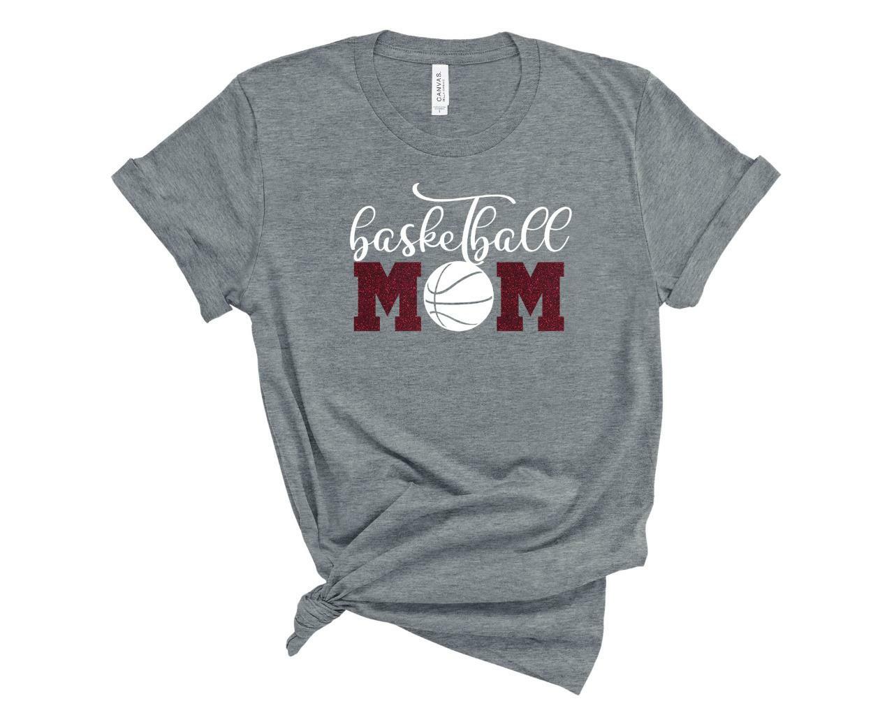 Personalized Basketball Mom Glitter T-Shirt Custom Basketball Mom Sports Tee L