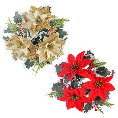 Feiertags-Elegantes Mittelstück Blumenkranz Schreibtisch-Kerzenständer Dekoration Für Weihnachten, 5-teiliges Set
