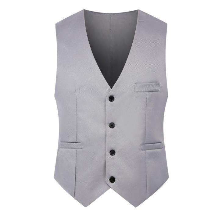 Men's Korean Style Slim Suit Vest - Business Casual for Spring & Autumn, Professional Groomsmen Dress Vest.