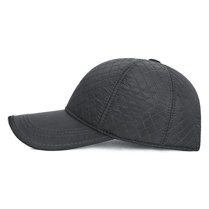 Winter Thick Embroidered Rhomboid Letter Cotton Cap Men's Cold-Proof Cap Middle-Aged and Elderly Warm Outdoor Ear Protection Cap
