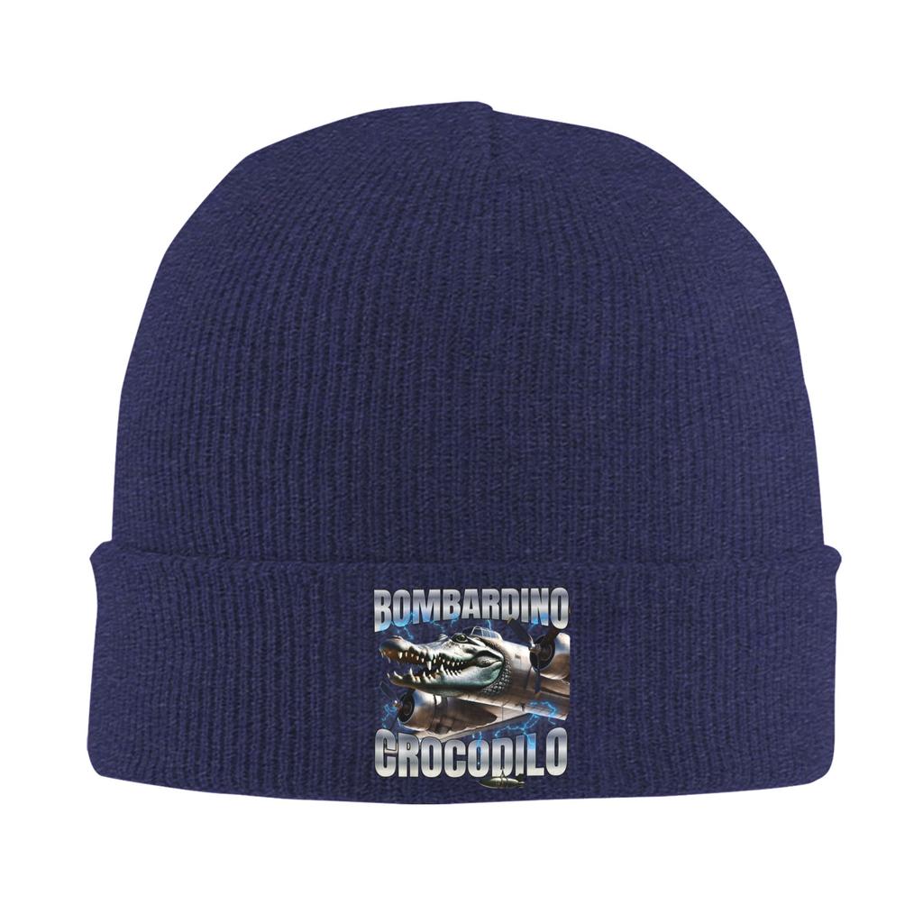 Italienischer Brainrot Bombardino Crocodilo Strickmütze Beanie Mützen Kpop Warm Weich Herren Damen Mützen Frühling Mützen Geschenkidee