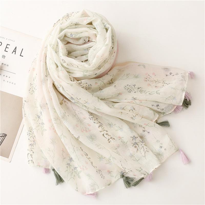 Autumn and Winter Women Scarf Shawl Cotton Linen Feeling Tassel Pashmina Muslim Hijab Wrap Lady Viscose Scarf