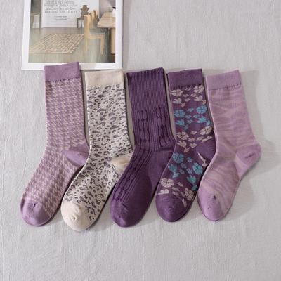 5 Pairs of Ladies Spring and Autumn Fashion New Retro Tube Pile Socks