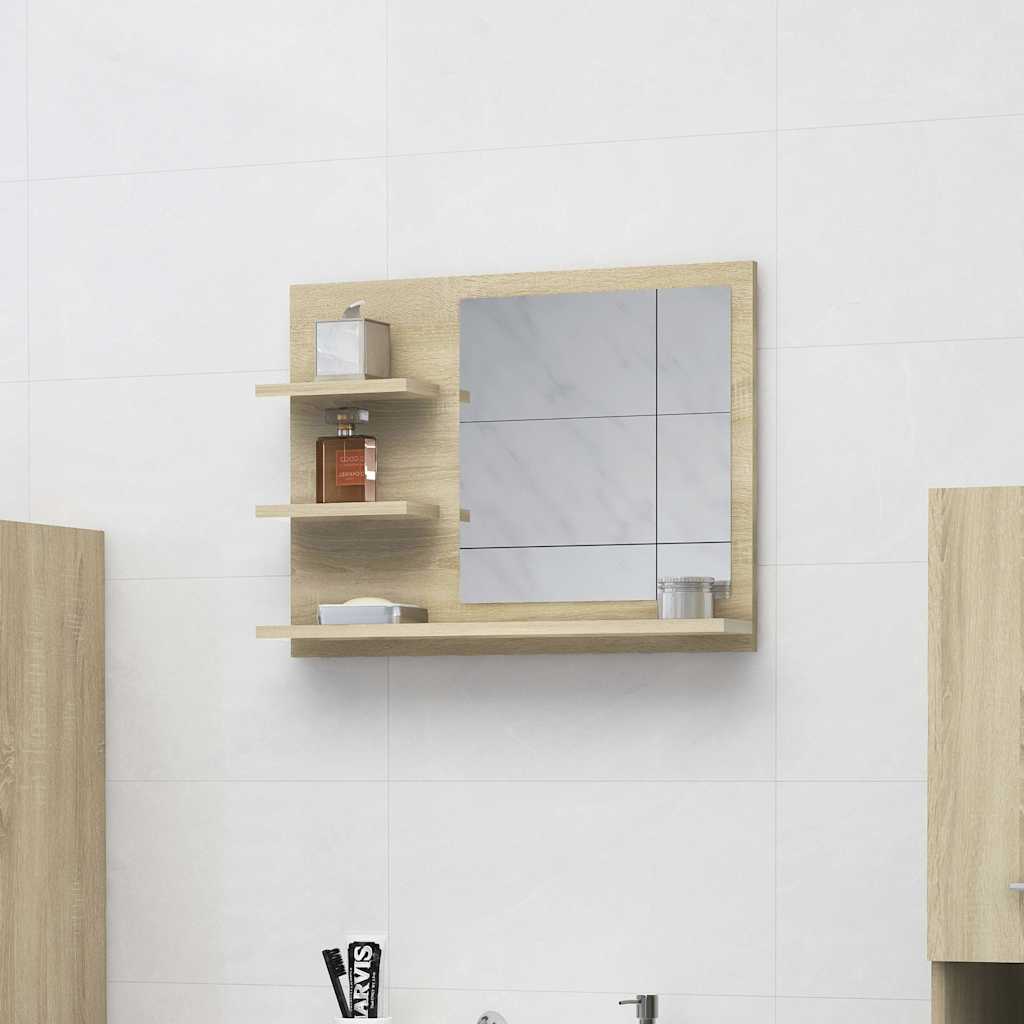 vidaXL Badspiegel Sonoma-Eiche 60x10,5x45 cm Holzwerkstoff